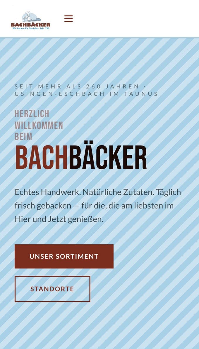 Bachbäcker — Website für eine Traditionsbäckerei im Taunus